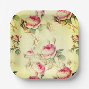 Beautiful Vintage Floral Paper Plate