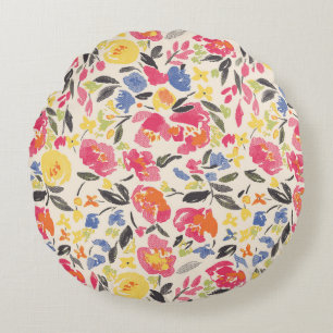 Beautiful vintage Floral pattern in the many kind Round Cushion