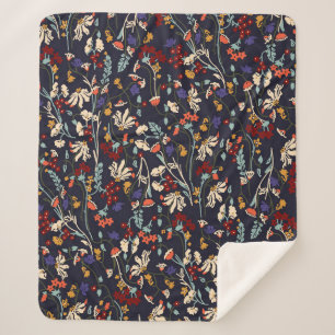 Beautiful vintage Floral pattern in the many kind Sherpa Blanket