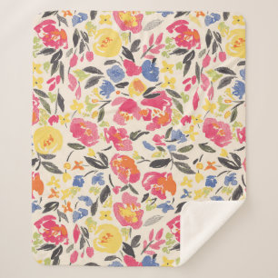 Beautiful vintage Floral pattern in the many kind Sherpa Blanket