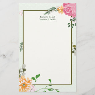 Beautiful Vintage Floral Personalised Receptionist Stationery