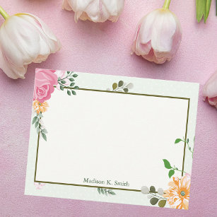 Beautiful Vintage Floral Personalised Stationary Card