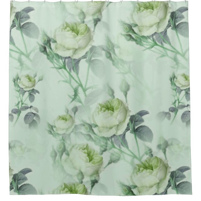 Beautiful Vintage Floral Shower Curtain (Front)