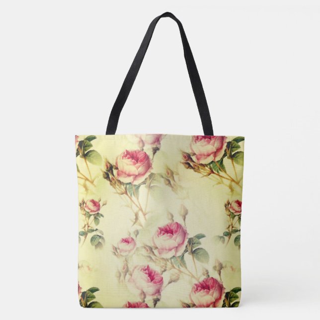 Beautiful Vintage Floral Tote Bag (Front)