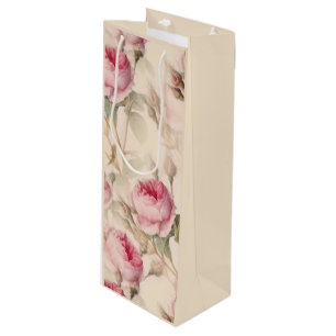 Beautiful Vintage Floral Wine Gift Bag