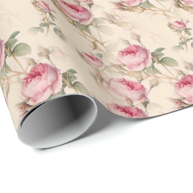 Beautiful Vintage Floral Wrapping Paper (Roll Corner)