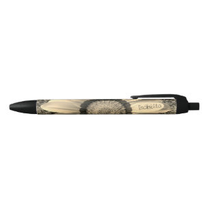Beautiful vintage flower on background Monogram Black Ink Pen