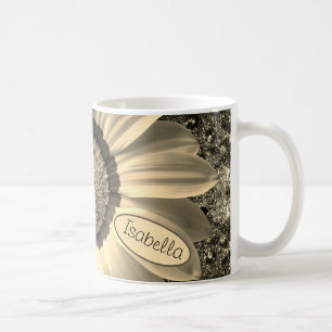 Beautiful vintage flower on background Monogram Coffee Mug