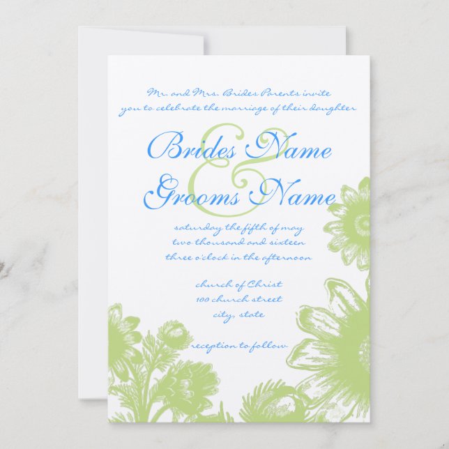 Beautiful Vintage Flower Wedding Invitation (Front)