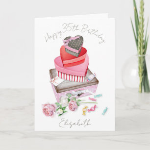 Beautiful Vintage Gifts and Flowers Happy Birthday Holiday Card
