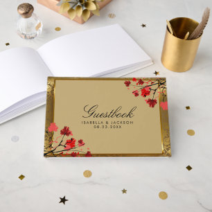 Beautiful Vintage Gold Damask Wedding Guest Book