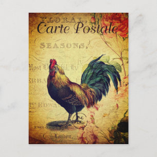 Beautiful Vintage Golden Rooster Postcard