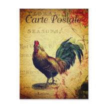 Beautiful Vintage Golden Rooster Postcard
