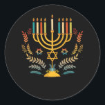 Beautiful Vintage Hanukkah Menorah Happy Hanukkah  Classic Round Sticker<br><div class="desc">Hanukkah is a Jewish festival commemorating the rededication of the Second Temple It is also known as the Festival of Lights,  Chanukah.</div>