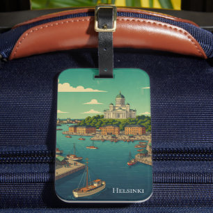Beautiful Vintage Helsinki Finland Cityscape Luggage Tag