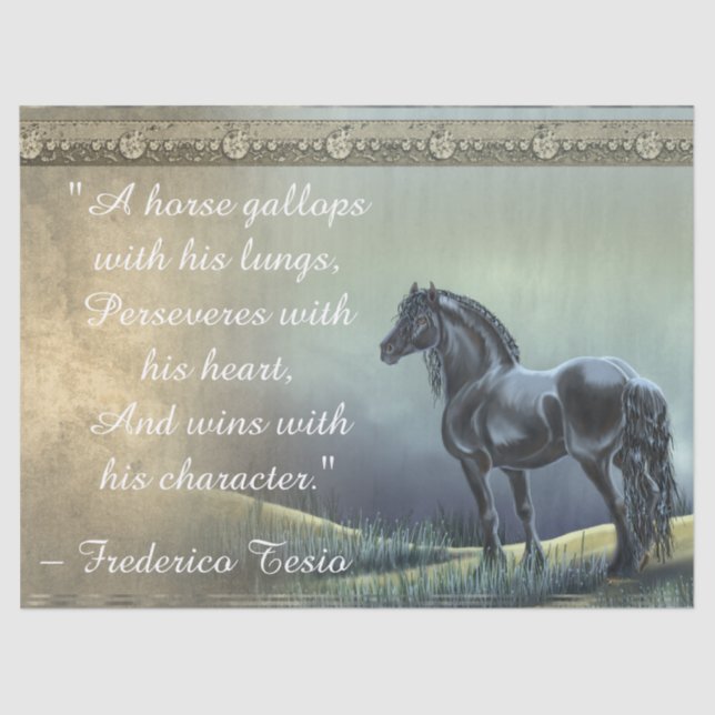 Beautiful Vintage Horse Inspirational Quote Tissue Paper (Front)