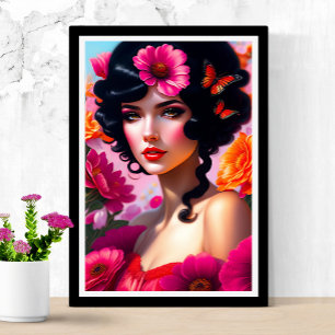 Beautiful Vintage Lady In Red Poster