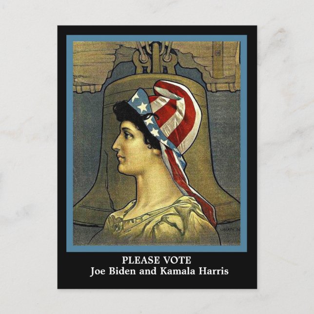 Beautiful Vintage Lady Liberty Pro Biden & Harris Postcard (Front)