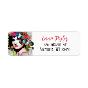 Beautiful Vintage Lady Paper Collage Newspaper