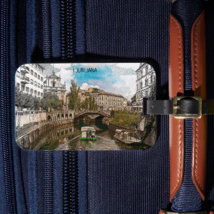 Beautiful Vintage Ljubljana Slovenia Panorama View Luggage Tag
