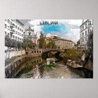 Beautiful Vintage Ljubljana Slovenia Panorama View