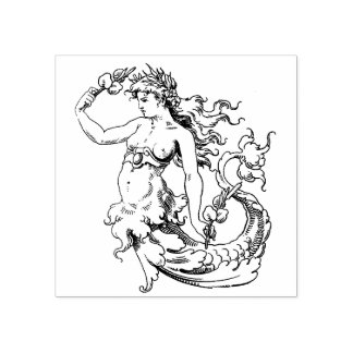 Beautiful Vintage Mermaid Rubber Stamp