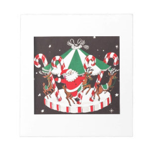 Beautiful Vintage Mid Century Santa & Reindeer Notepad