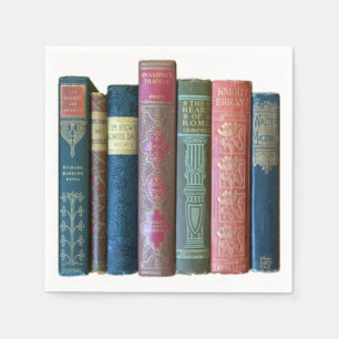 Beautiful vintage old books, book spines napkin