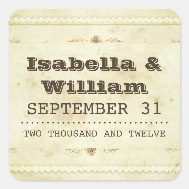beautiful vintage old design wedding stickers (Front)