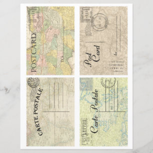 Beautiful vintage old maps postcards scrapbooking 
