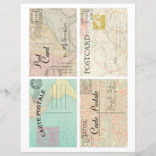 Beautiful vintage old maps postcards scrapbooking