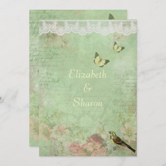 Beautiful, Vintage Paper, Wedding Invitation