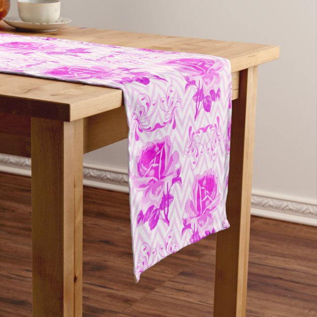 Beautiful Vintage Purple Floral Long Table Runner (In Situ)