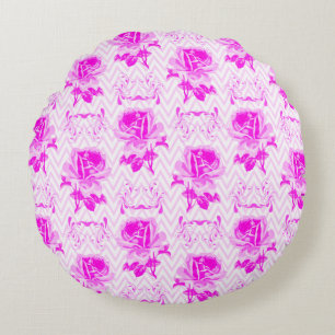 Beautiful Vintage Purple Floral Round Cushion
