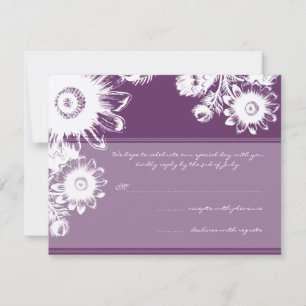 Beautiful Vintage Purple Floral Wedding RSVP Card