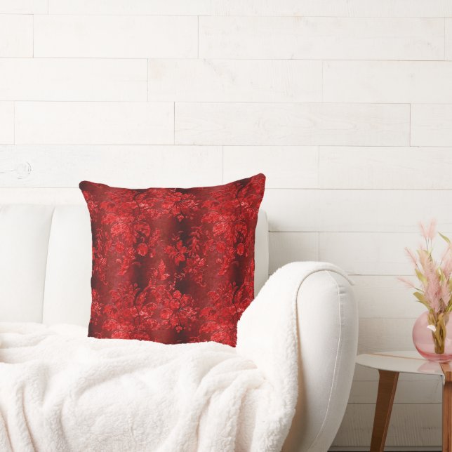  Beautiful,vintage,red,embossed velvet damask chic Cushion (Couch)