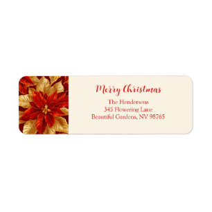 Beautiful Vintage Red Gold Poinsettias Christmas