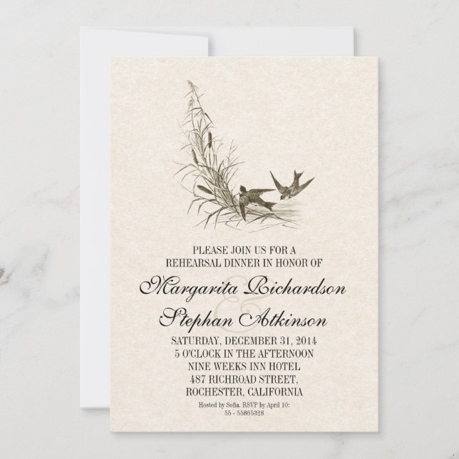 beautiful vintage rehearsal dinner invitations (Front)