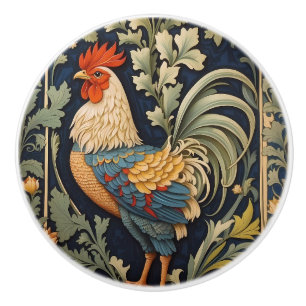 Beautiful Vintage Rooster William Morris Inspired  Ceramic Knob