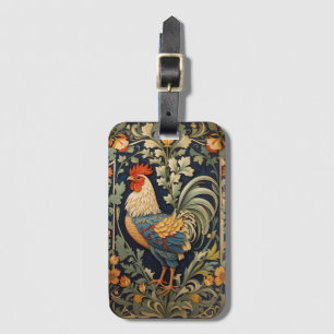 Beautiful Vintage Rooster William Morris Inspired Luggage Tag