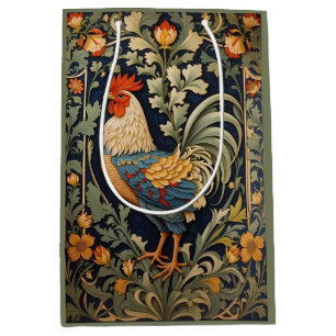 Beautiful Vintage Rooster William Morris Inspired Medium Gift Bag