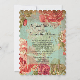 Beautiful Vintage Rose Bridal Shower Invitation