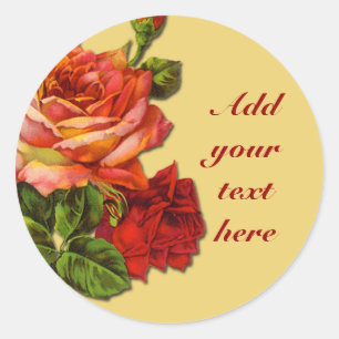 Beautiful Vintage Rose Illustration on Stickers