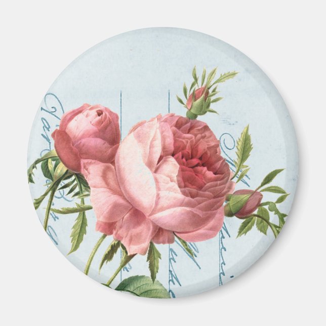 Beautiful vintage rose magnet (Front)