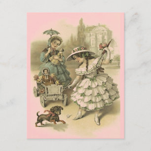BEAUTIFUL VINTAGE STYLE GIRLS & DOLLS INVITATION