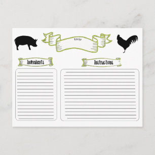 Beautiful vintage style recipe cards with animals