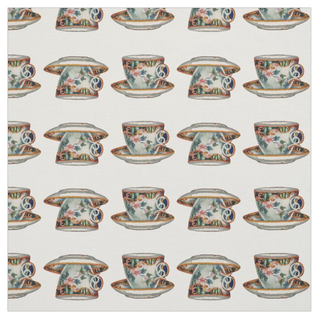 Beautiful Vintage Teacups Fabric (Swatch)