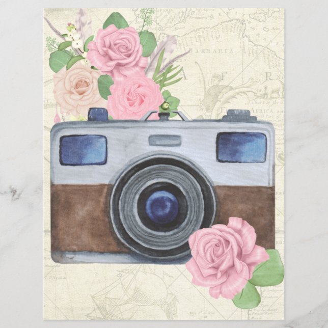 Beautiful vintage travel camera scrapbooking  (Front)