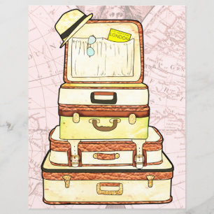 Beautiful vintage travel suitcases scrapbooking 