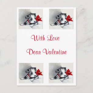 Beautiful Vintage Valentine Boston Terrier Puppy Holiday Postcard